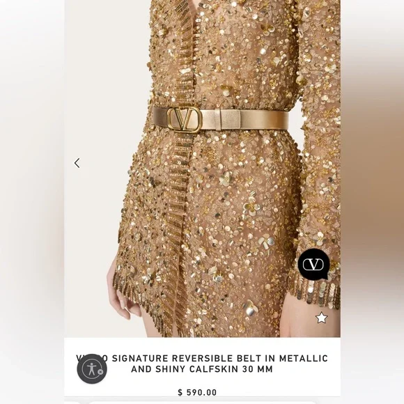 Valentino *Authentic* Black & Gold Women's Reversible Belt *RARE* 40mm width. - Picture 5 of 8